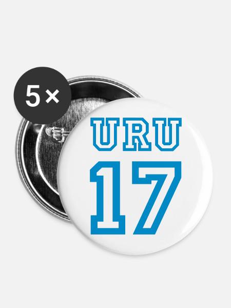 URUGUAY 2017 - Buttons mittel 32 mm (5er Pack) - Weiß