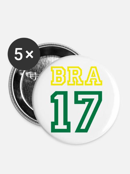 BRASILIEN 2017 Brazil - Buttons mittel 32 mm (5er Pack) - Weiß