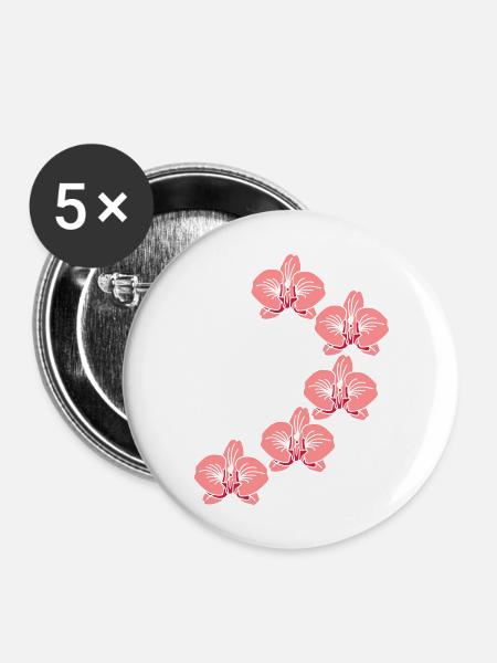 Orchideen - Buttons mittel 32 mm (5er Pack) - Weiß