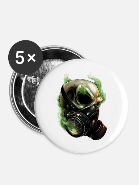Gas skull - Buttons mittel 32 mm (5er Pack) - Weiß