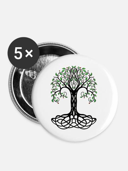 Baum des Lebens - Buttons mittel 32 mm (5er Pack) - Weiß