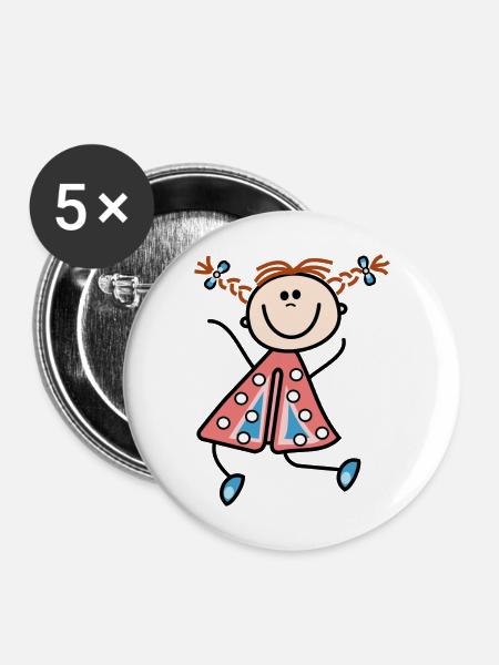 Mädchen - Buttons mittel 32 mm (5er Pack) - Weiß