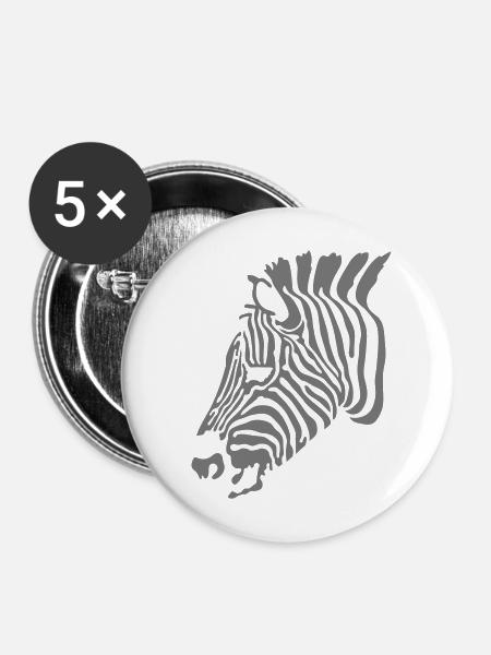 Zebra - Buttons mittel 32 mm (5er Pack) - Weiß