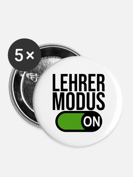Lehrer Modus (schwarz) - Buttons mittel 32 mm (5er Pack) - Weiß