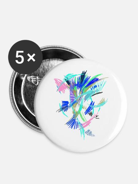 Farben Kunst - Buttons mittel 32 mm (5er Pack) - Weiß