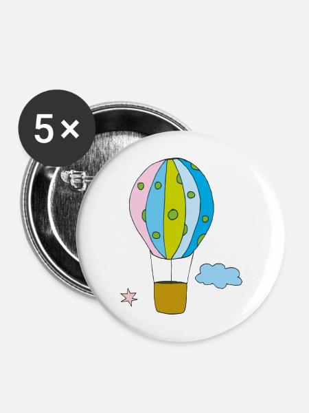 heissluftballon - Buttons mittel 32 mm (5er Pack) - Weiß