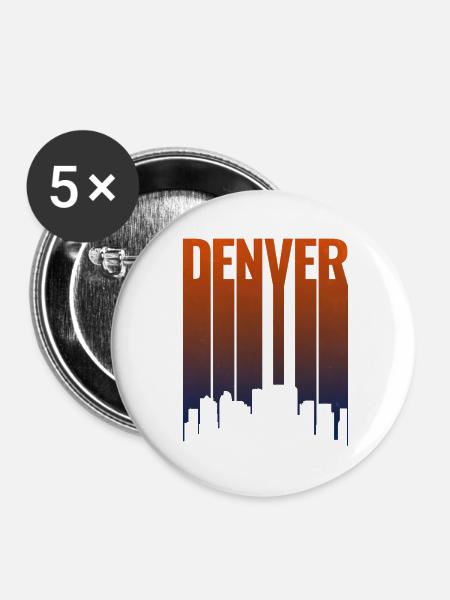 Denver Skyline Farbverlauf - Buttons mittel 32 mm (5er Pack) - Weiß