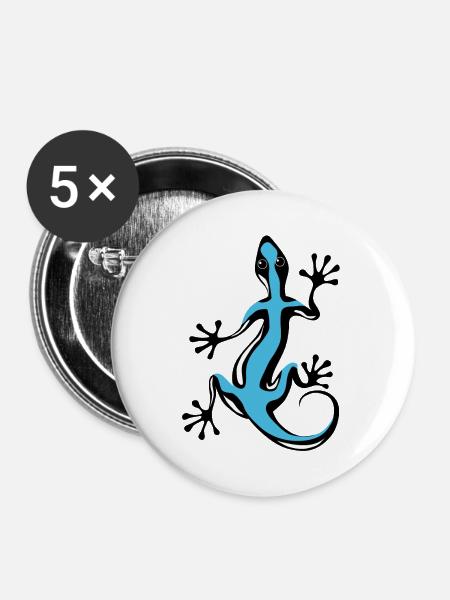 Blauer Gecko - Buttons mittel 32 mm (5er Pack) - Weiß