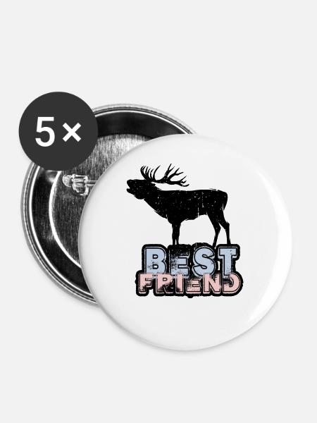 Best Friend Deer Hirsch - Buttons mittel 32 mm (5er Pack) - Weiß