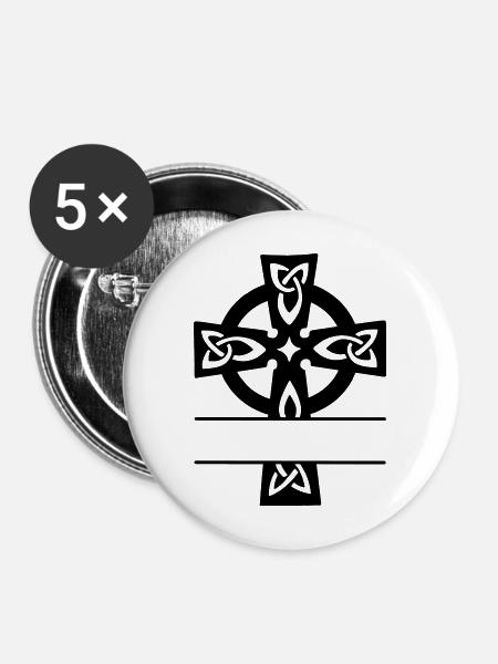 Keltisches Kreuz Monogramm Logo - Buttons mittel 32 mm (5er Pack) - Weiß