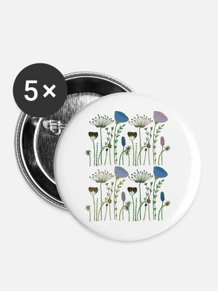 trockenblumen blumenwiese - Buttons mittel 32 mm (5er Pack) - Weiß