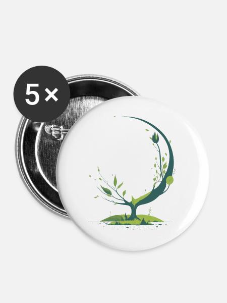 Zarte Gewächse - Buttons mittel 32 mm (5er Pack) - Weiß