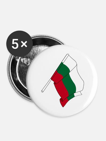 Flagge Bulgarien - Buttons mittel 32 mm (5er Pack) - Weiß