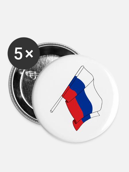 Flagge Russland - Buttons mittel 32 mm (5er Pack) - Weiß