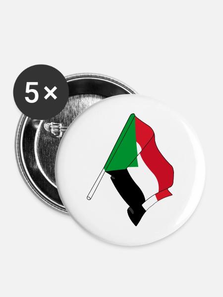 Flagge Sudan - Buttons mittel 32 mm (5er Pack) - Weiß