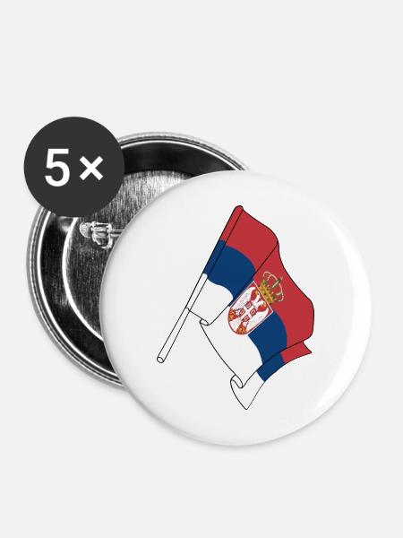 Flagge von Serbien - Buttons mittel 32 mm (5er Pack) - Weiß