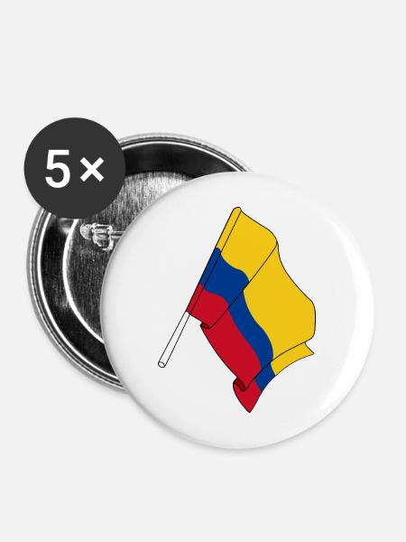 Flagge von Kolumbien - Buttons mittel 32 mm (5er Pack) - Weiß