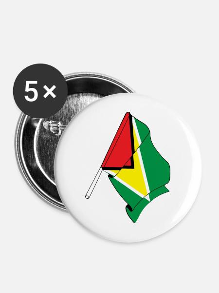 Flagge von Guyana - Buttons mittel 32 mm (5er Pack) - Weiß