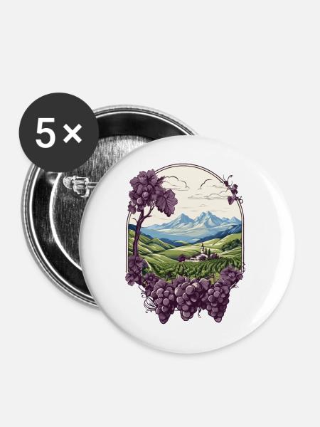 Weinberg - Buttons mittel 32 mm (5er Pack) - Weiß