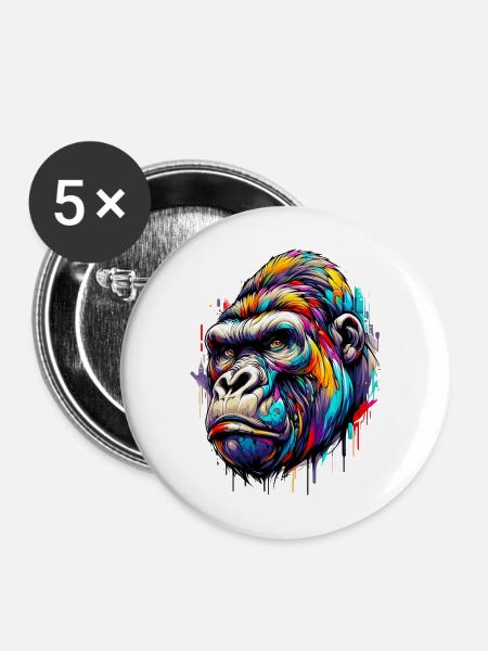 Gorilla - Buttons mittel 32 mm (5er Pack) - Weiß
