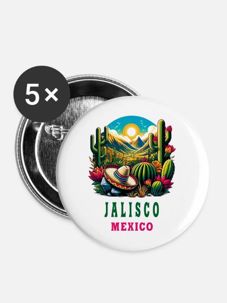Jalisco Mexiko Kaktus Wüsten Design - Buttons mittel 32 mm (5er Pack) - Weiß