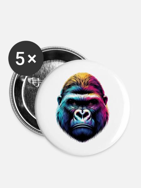Gorilla - Buttons mittel 32 mm (5er Pack) - Weiß
