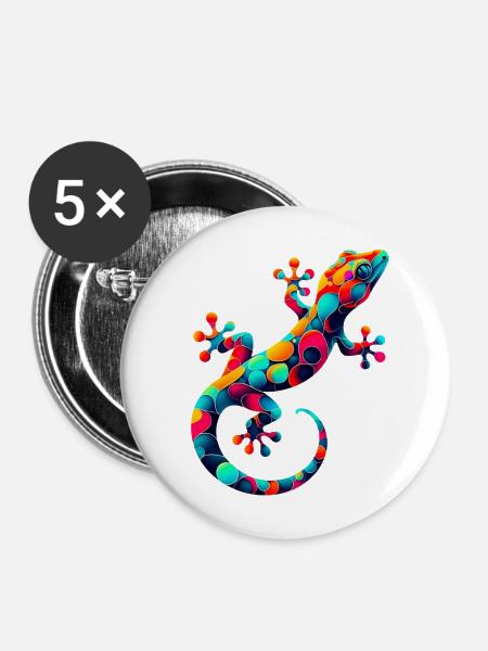 Gecko - Buttons mittel 32 mm (5er Pack) - Weiß