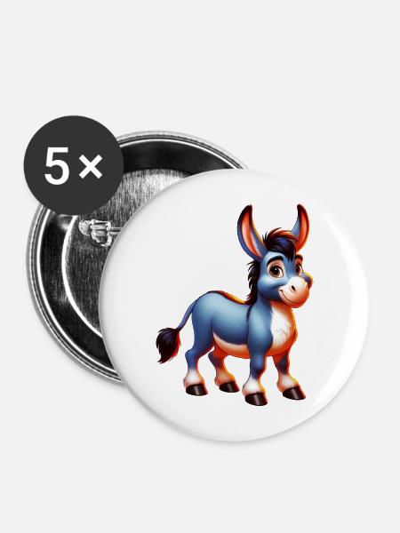 Esel-Maultier - Buttons mittel 32 mm (5er Pack) - Weiß