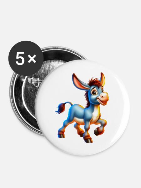 Esel-Maultier - Buttons mittel 32 mm (5er Pack) - Weiß