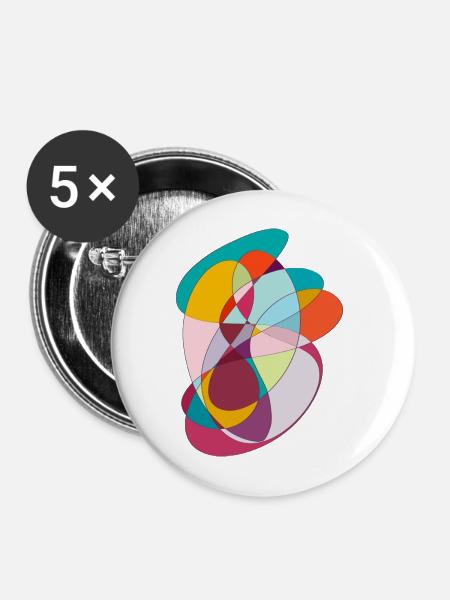 Farbüberlagerte Abstraktion - Buttons mittel 32 mm (5er Pack) - Weiß