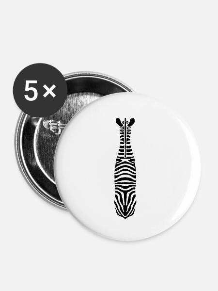 Zebra mit Einzigartigen Streifen - Buttons mittel 32 mm (5er Pack) - Weiß