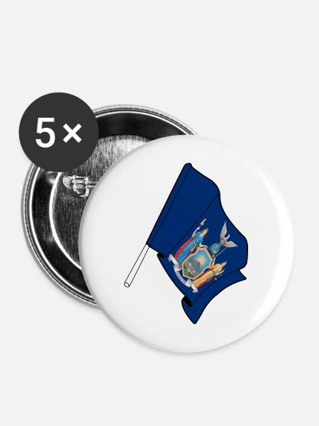 Flagge von New York - Buttons mittel 32 mm (5er Pack) - Weiß
