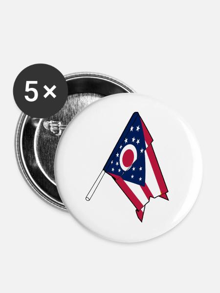 Flagge von Ohio - Buttons mittel 32 mm (5er Pack) - Weiß