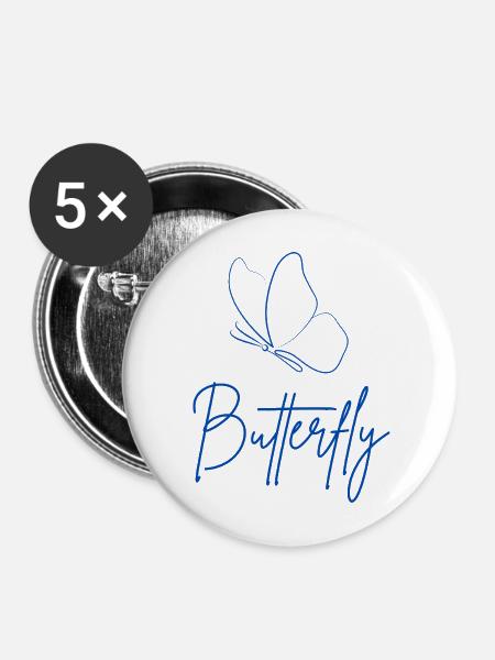 Butterfly - Buttons mittel 32 mm (5er Pack) - Weiß