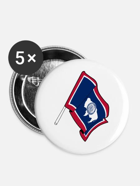 Flagge von Wyoming - Buttons mittel 32 mm (5er Pack) - Weiß
