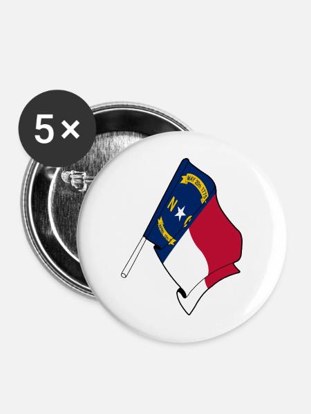 Flagge von North Carolina - Buttons mittel 32 mm (5er Pack) - Weiß