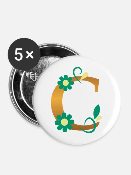 C - Buttons mittel 32 mm (5er Pack) - Weiß
