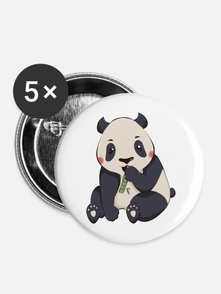 Panda - Buttons mittel 32 mm (5er Pack) - Weiß