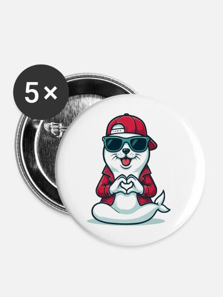 Love & Flosse - Buttons mittel 32 mm (5er Pack) - Weiß