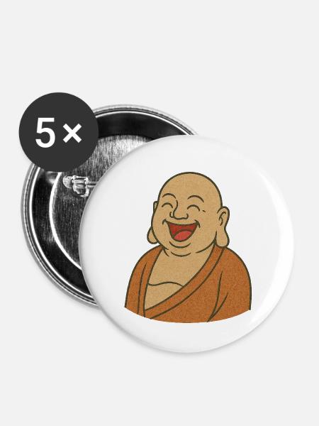 Budda_der_lacht- - Buttons mittel 32 mm (5er Pack) - Weiß