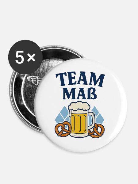 Team Maß - Buttons mittel 32 mm (5er Pack) - Weiß