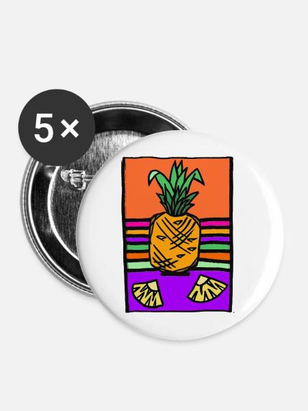 Pineapple Neon Illustration - Buttons mittel 32 mm (5er Pack) - Weiß