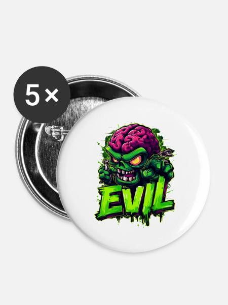 Evil - Buttons mittel 32 mm (5er Pack) - Weiß