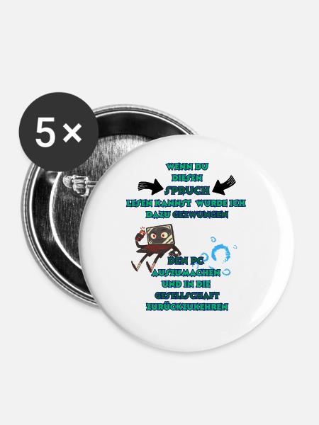 Humorvoller Computerwitz für Technikfans - Buttons mittel 32 mm (5er Pack) - Weiß