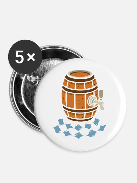 Münchner Bierfass Cartoon - Buttons mittel 32 mm (5er Pack) - Weiß