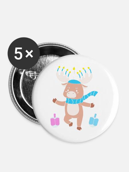 Hanukkah Chanukkah Hanukah - Buttons mittel 32 mm (5er Pack) - Weiß