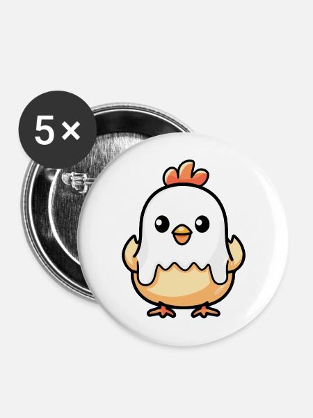 Huhn Halloween Geist - Buttons mittel 32 mm (5er Pack) - Weiß