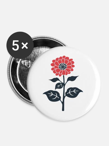 Rote Blume Illustration - Buttons mittel 32 mm (5er Pack) - Weiß