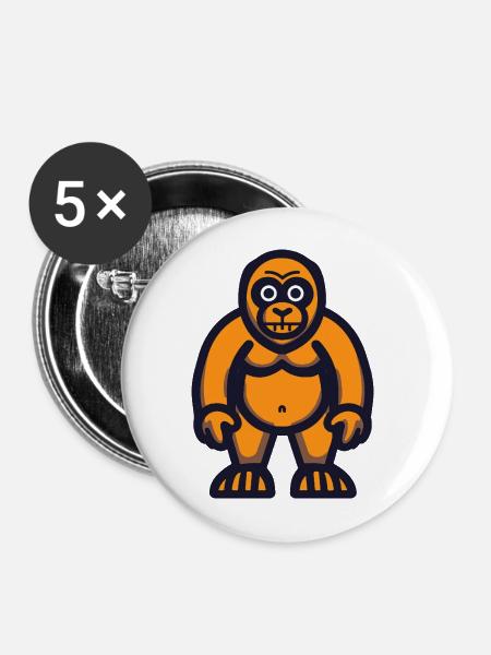 Gorilla Halloween Zombie - Buttons mittel 32 mm (5er Pack) - Weiß