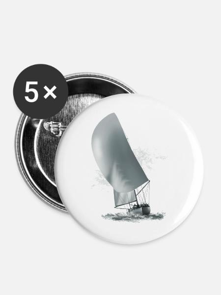 Segelboot - Buttons mittel 32 mm (5er Pack) - Weiß